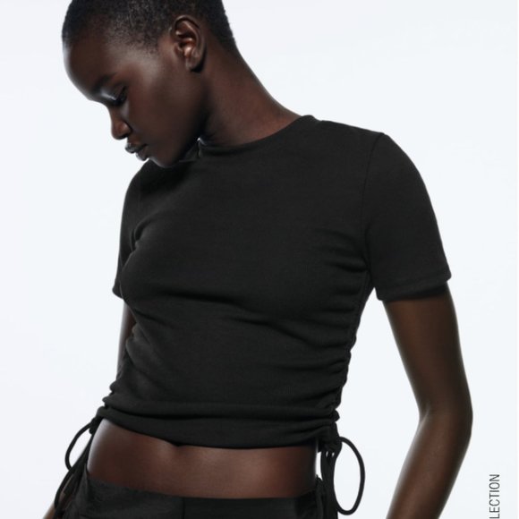 NWT Zara Ruched Rib Top - Picture 1 of 4